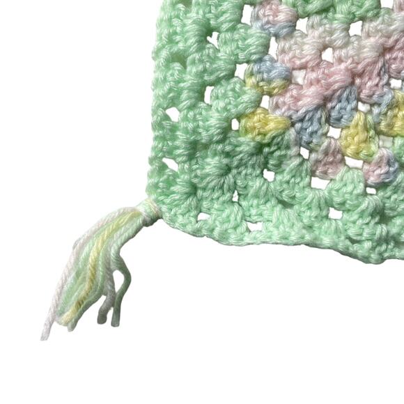 Vintage Crochet Baby Receiving Blanket Handmade 27" Square Afghan Nursery - Picture 2 of 4